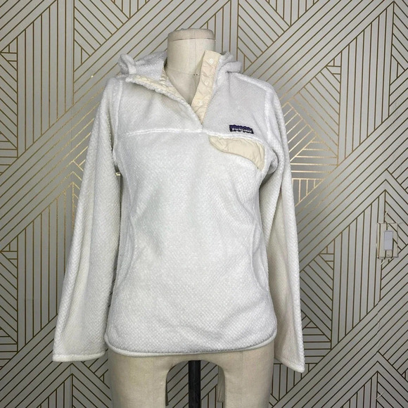 Patagonia Re-Tool Snap-T Fleece Pullover Hoodie Sweatshirt Cream Size US XS - Picture 2 of 12